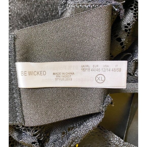 Black Lace XL Long Sleeve Stretch Bodysuit Gold Accents Goth Sexy Vamp Victorian - Picture 4 of 5